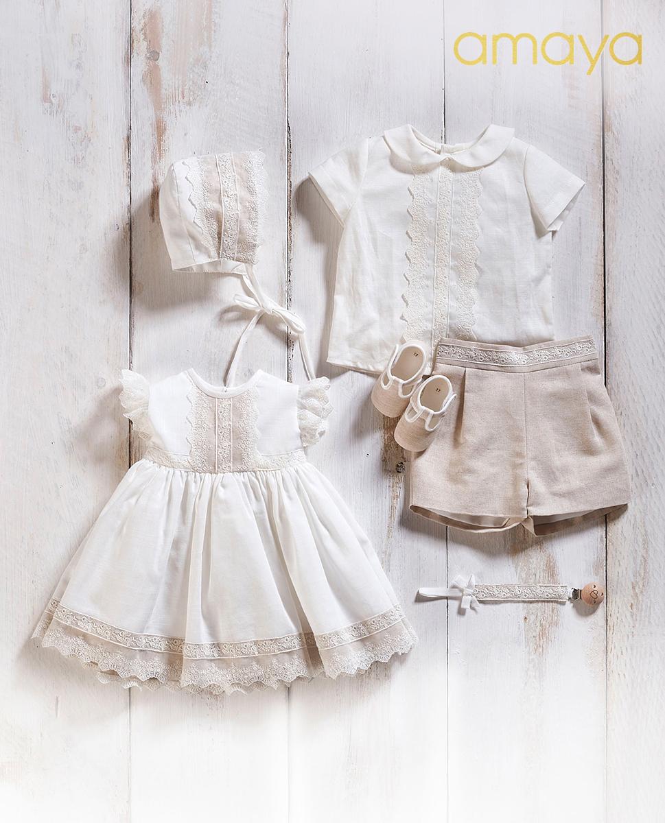 AMAYA little linen baby girl christening dress - Image 5