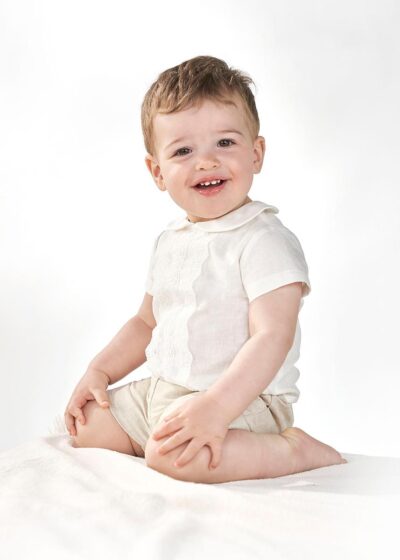 AMAYA little linen baby boy christening outfit