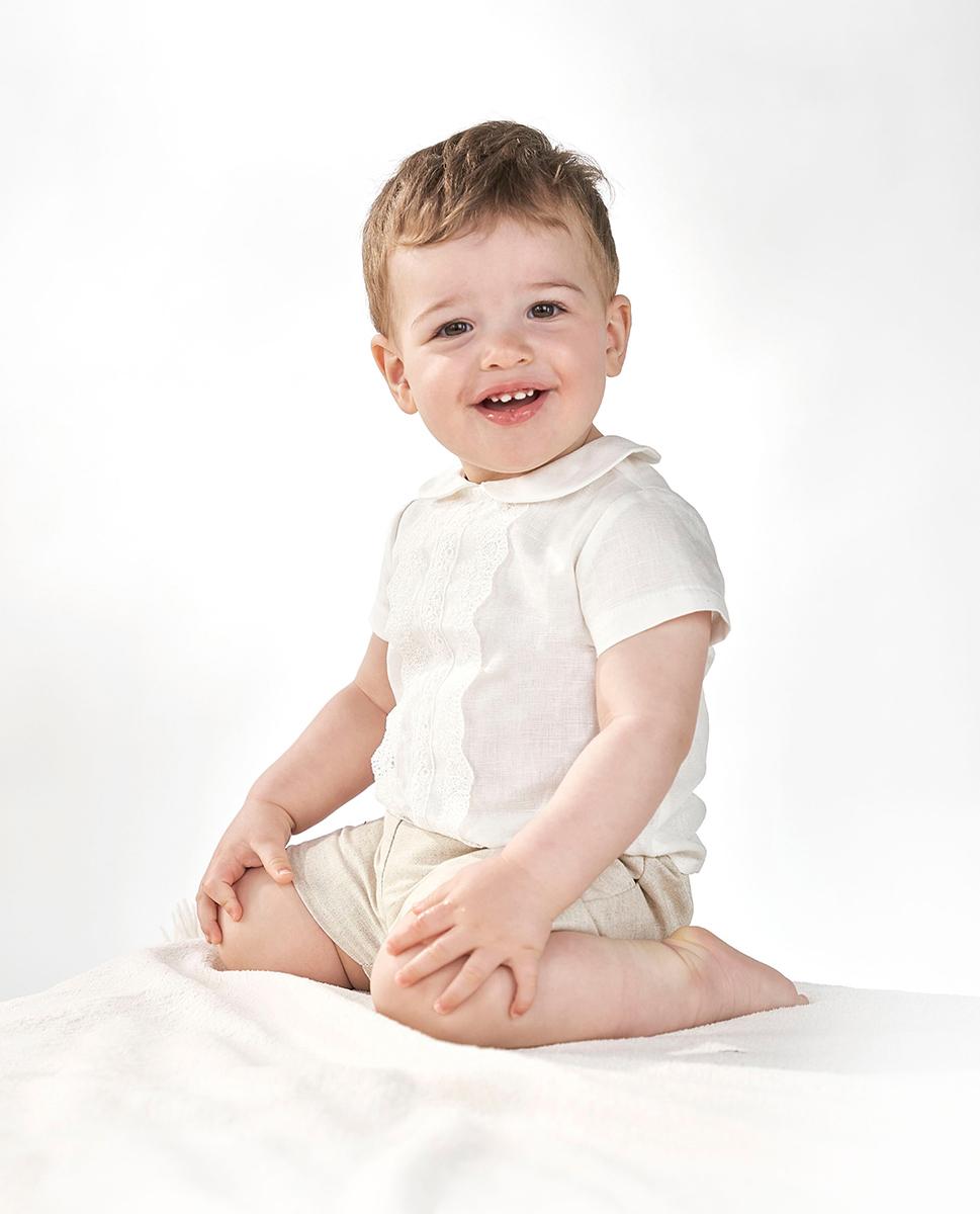 AMAYA little linen baby boy christening outfit