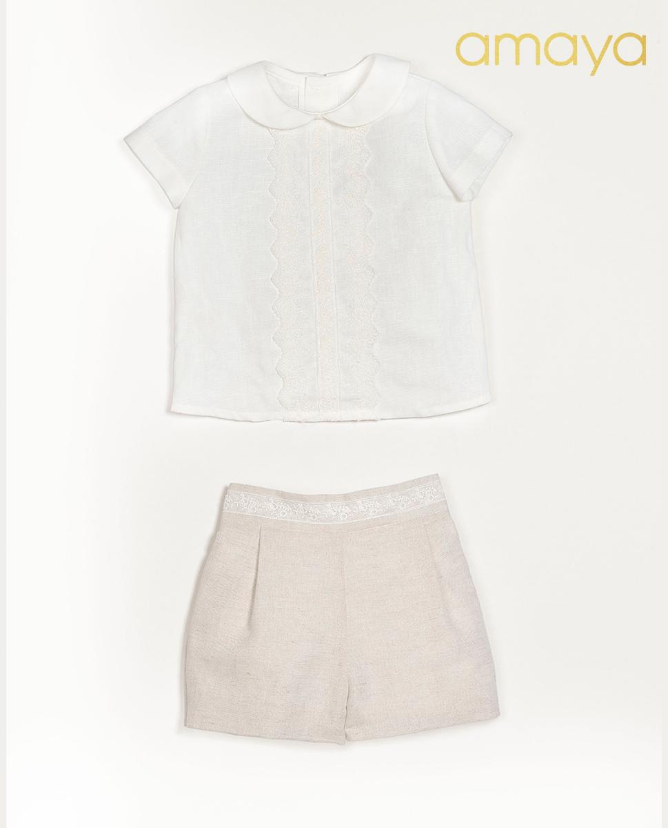 AMAYA little linen baby boy christening outfit - Image 2