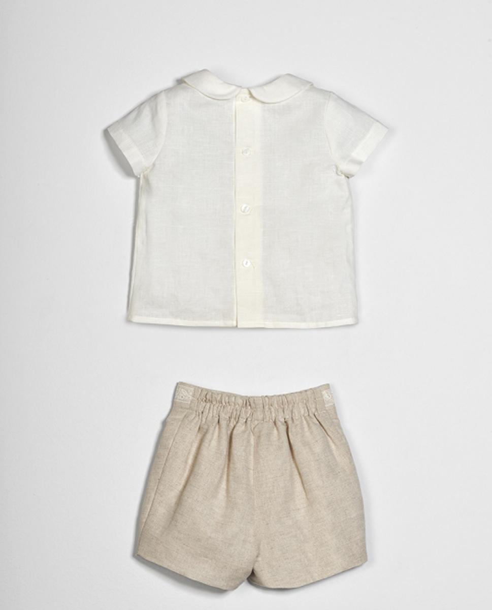 AMAYA little linen baby boy christening outfit - Image 3