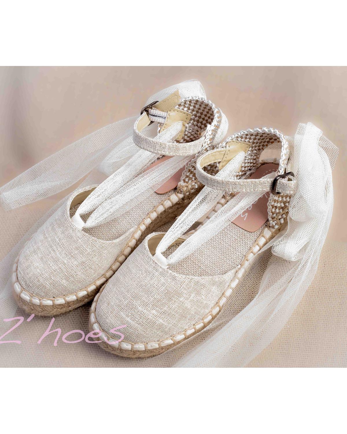 ZOYSAN Communion Shoe, raw canvas espadrille with glitter - Image 2