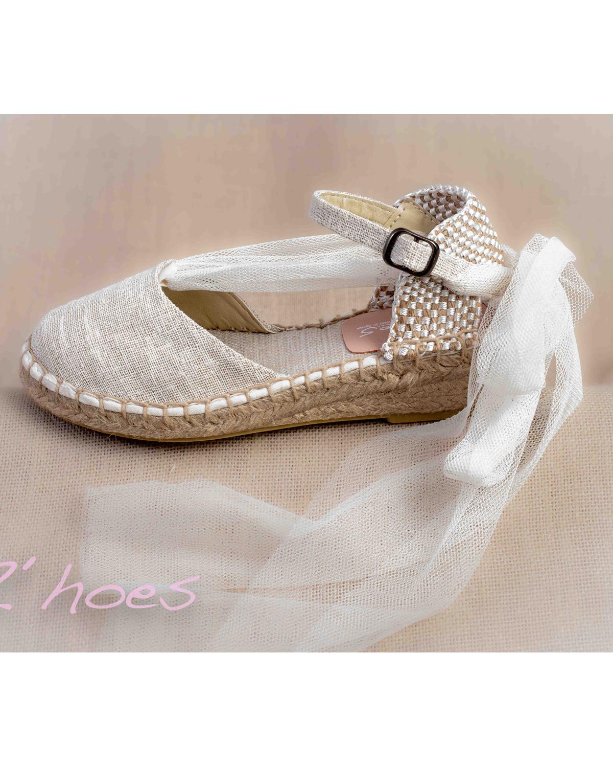 ZOYSAN Communion Shoe, raw canvas espadrille with glitter - Image 3