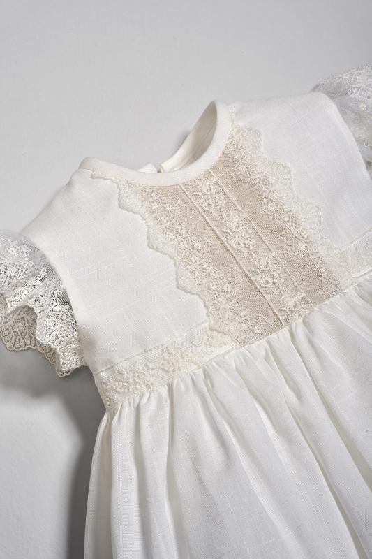 AMAYA little linen baby girl christening dress - Image 3