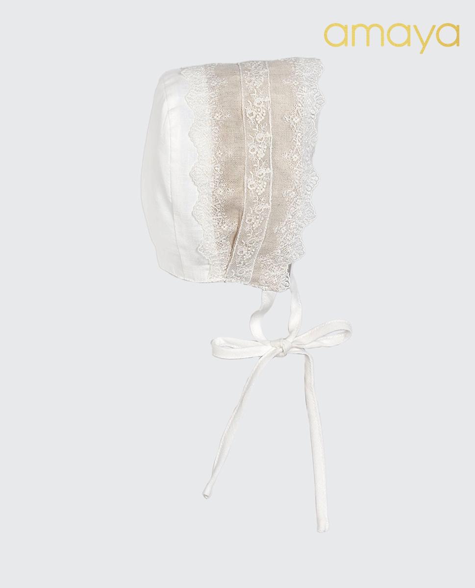 AMAYA little linen baby girl christening dress - Image 4