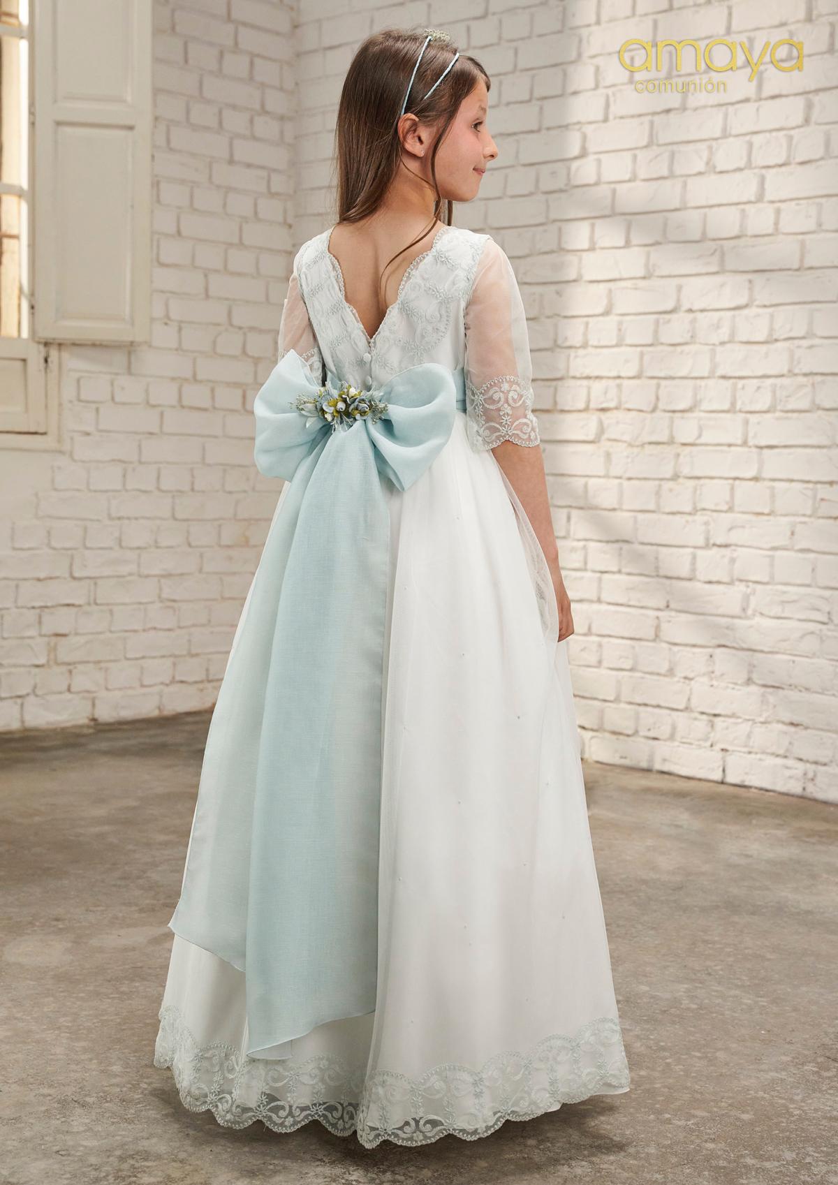 AMAYA 2026 Communion Dress, model 637026MD, aqua green - Image 2