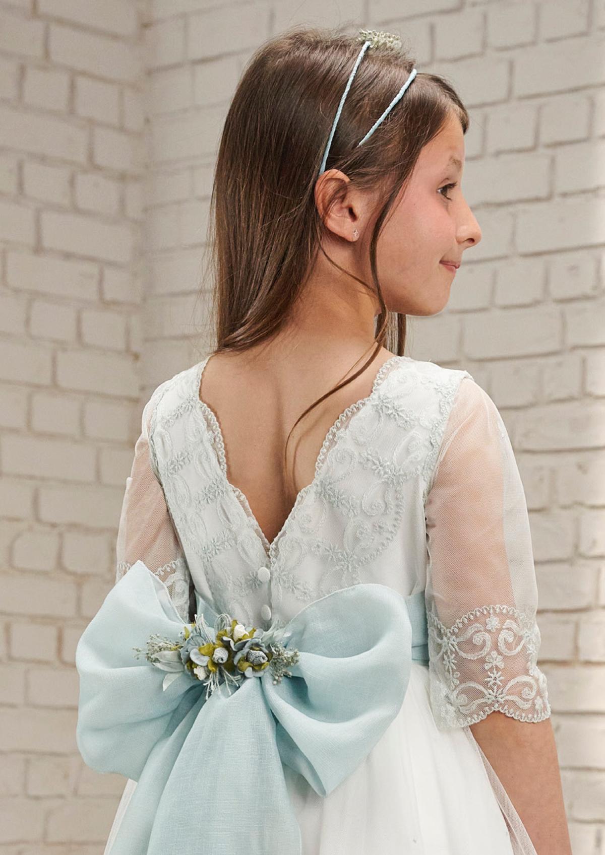 AMAYA 2026 Communion Dress, model 637026MD, aqua green - Image 4